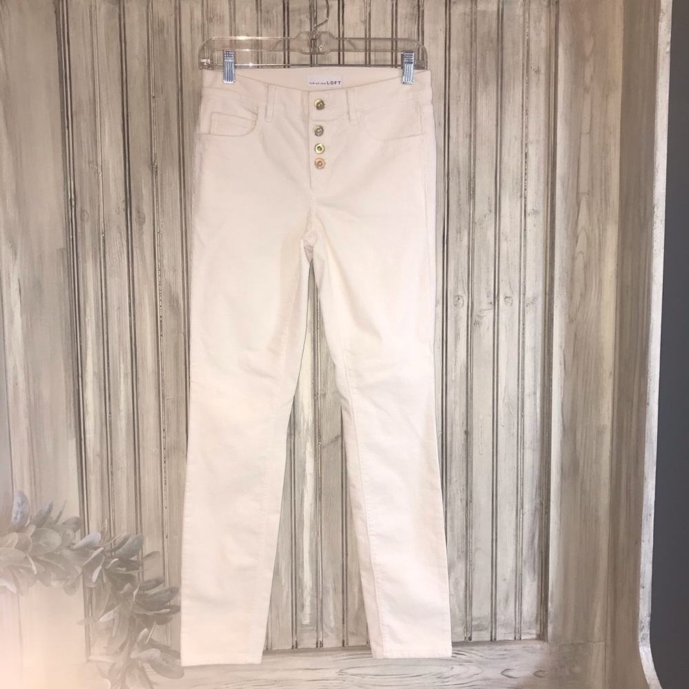 Loft Button Front High Rise Skinny Cords